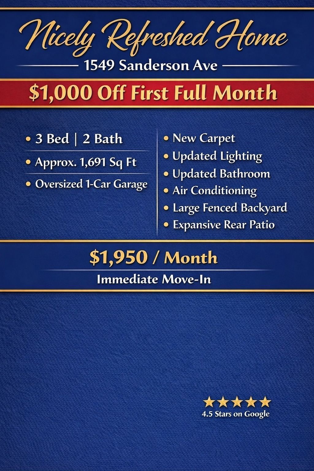 Nicely Refreshed Home | 1549 Sanderson Ave, Colorado Springs, CO 80915
Available Immediately - $1,000 off First full month | 3 Bed | 2 Bath | Oversized 1-Car Garage | Approx. 1,600 Sq Ft property image